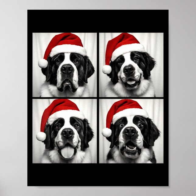 Funny Christmas Saint Bernard Santa Dog Lover Phot Poster (Front)