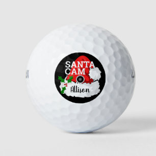 Funny Christmas Santa Cam Personalised Golfer Golf Balls