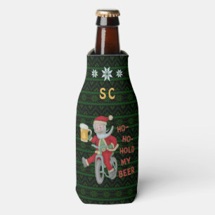 Funny Christmas Santa Claus Beer Humour Bottle Cooler