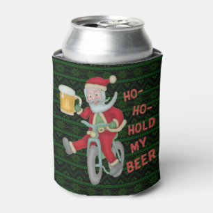 Funny Christmas Santa Claus Beer Humour Monogramme Can Cooler