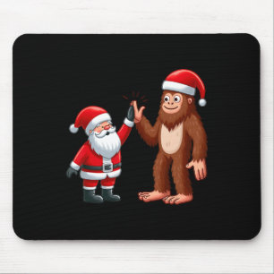 Funny Christmas Santa Claus Bigfoot High-fiving Xm Mouse Pad