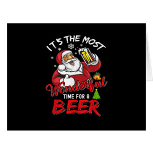Funny Christmas Santa Claus Drinking Beer Wonderfu