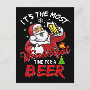 Funny Christmas Santa Claus Drinking Beer Wonderfu Enclosure Card