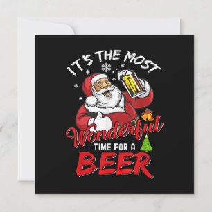 Funny Christmas Santa Claus Drinking Beer Wonderfu Invitation