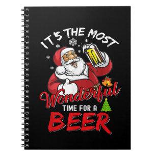 Funny Christmas Santa Claus Drinking Beer Wonderfu Notebook