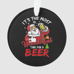 Funny Christmas Santa Claus Drinking Beer Wonderfu Ornament