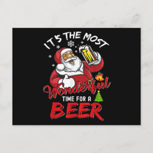 Funny Christmas Santa Claus Drinking Beer Wonderfu Postcard