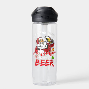 Funny Christmas Santa Claus Drinking Beer Wonderfu Water Bottle