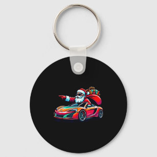 Funny Christmas Santa Claus Driving Srt Car Xmas P Key Ring
