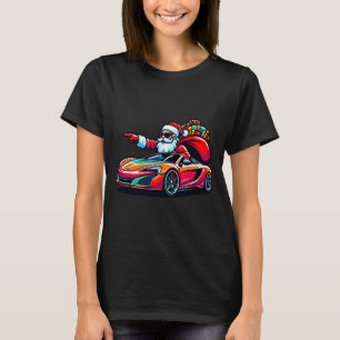 Funny Christmas Santa Claus Driving Srt Car Xmas P T-Shirt