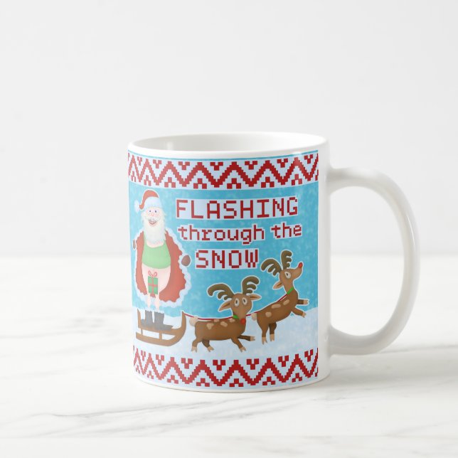 Funny Christmas | Santa Claus Flashing Thru Snow Coffee Mug (Right)