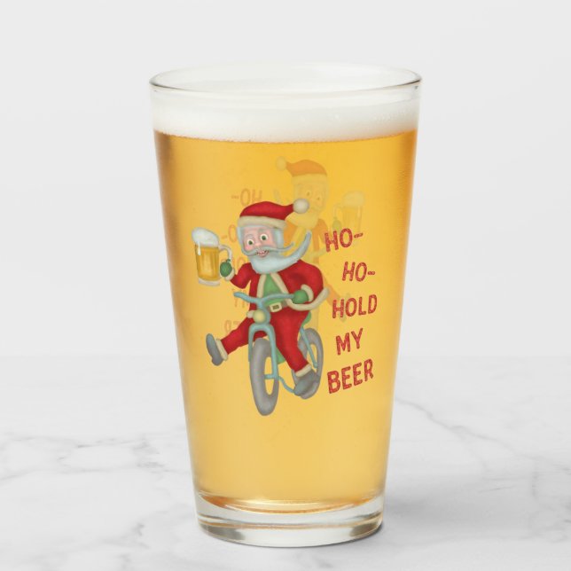 Funny Christmas Santa Claus Ho Ho Beer Humour Glass (Front Filled)