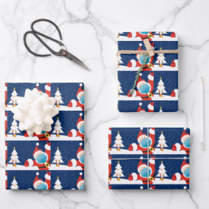 Funny Christmas Santa Claus in Face Mask Pandemic Wrapping Paper Sheet