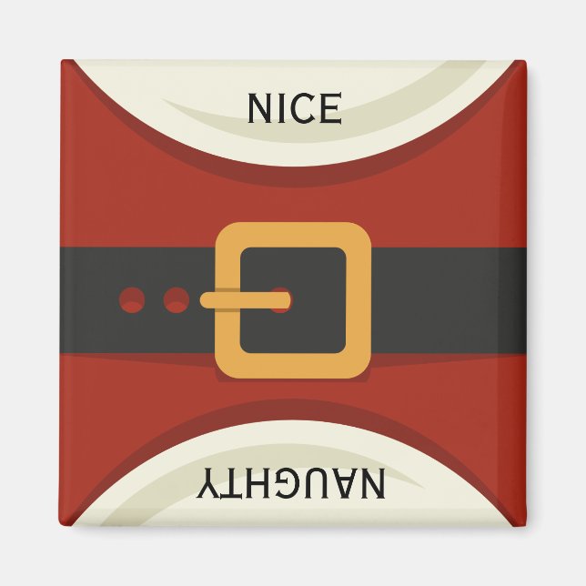 Funny Christmas Santa Claus Naughty & Nice Holiday Magnet (Front)