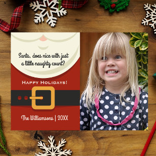 Funny Christmas Santa Claus Naughty & Nice Photo Holiday Card