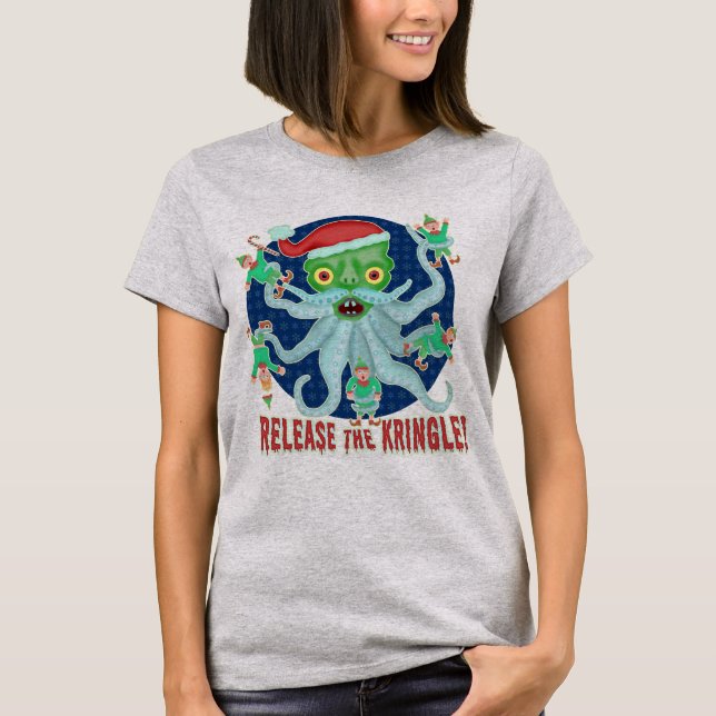 Funny Christmas Santa Claus Release the Kringle T-Shirt (Front)