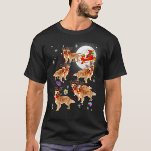 Funny Christmas Santa Claus Riding Golden Retrieve T-Shirt