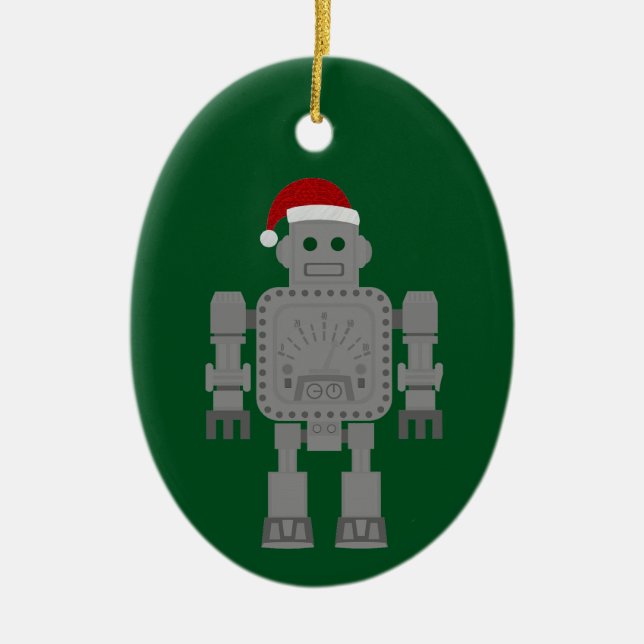 funny christmas santa claus robot ceramic tree decoration (Front)