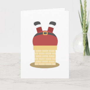 Funny Christmas Santa Claus Stuck in Chimmey Holiday Card