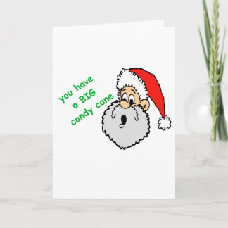 Funny Christmas Santa Claus Surprised You Big Cane Holiday Card