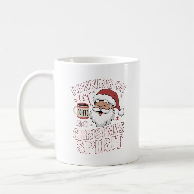 Funny Christmas Santa Coffee Lover Design Coffee Mug (Left)