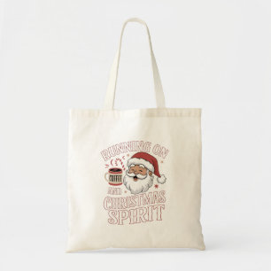 Funny Christmas Santa Coffee Lover Design Tote Bag