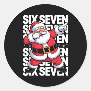 Funny Christmas Santa Dabbing Xmas Dab Six Seven 6 Classic Round Sticker