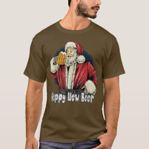 Funny Christmas Santa Drinking Beer Hoppy New Beer T-Shirt