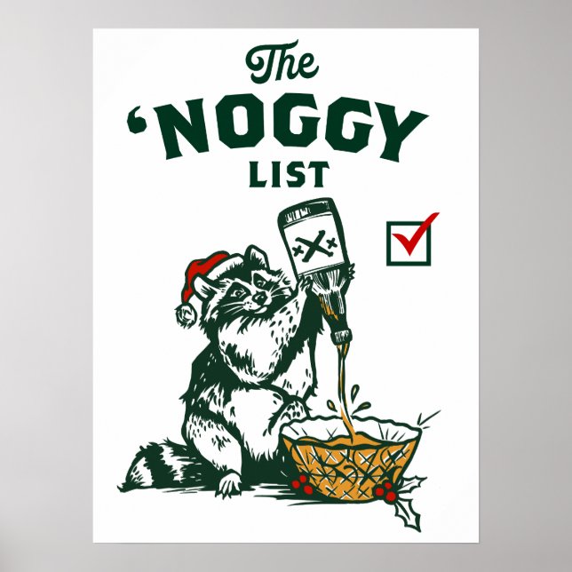 Funny Christmas Santa Drinking Rum Eggnog Poster (Front)
