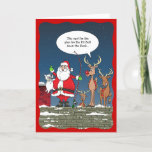 Funny Christmas Santa Fishing Dog Reindeer Holiday Card<br><div class="desc">Create your own funny Christmas cards this year by adding in your own joke or choice of words in custom quote bubbles on this easy to use DIY holiday greeting card template. The original artwork created by Raphaela Wilson depicts Santa Claus up on the rooftop fishing with his candy cane...</div>