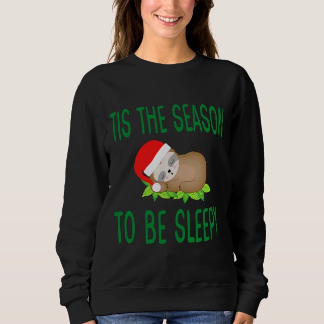 Funny Christmas Santa Hat Sloth Sleepy Sweatshirt (Front)