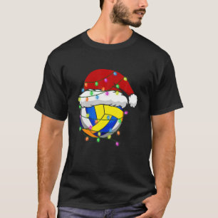 Funny Christmas Santa Hat Volleyball Sport Xmas Bo T-Shirt