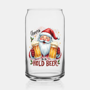 Funny Christmas Santa hold beer Can Glass