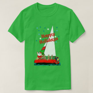 Funny Christmas Santa in Sailboat  sailor T-Shirt