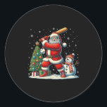 Funny Christmas Santa Playing Baseball Xmas Boys M Classic Round Sticker<br><div class="desc">Funny Christmas Santa Playing Baseball Xmas Boys Men Kids</div>