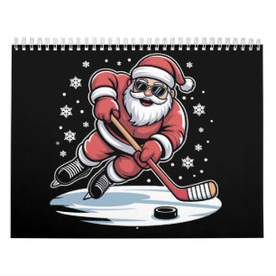 Funny Christmas Santa Playing Ice Hockey Xmas  Calendar