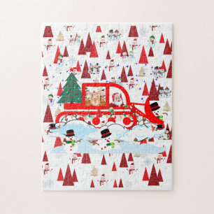 Funny Christmas Santa Ploughing Snowmen Jigsaw Puzzle