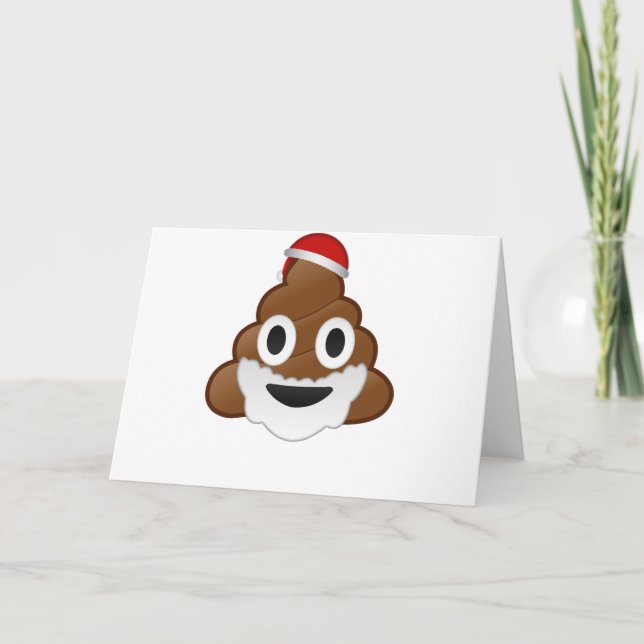 Funny Christmas Santa Poop Emoji Holiday Card (Front)