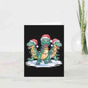 Funny Christmas Santa Reindeer Cute Dinosaur Santa Card