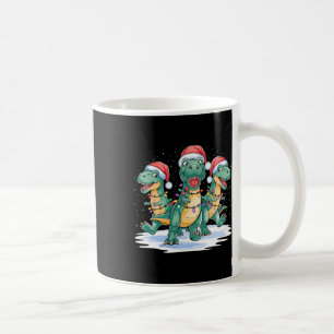 Funny Christmas Santa Reindeer Cute Dinosaur Santa Coffee Mug