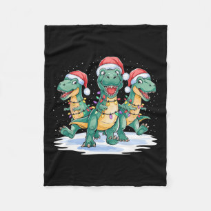 Funny Christmas Santa Reindeer Cute Dinosaur Santa Fleece Blanket