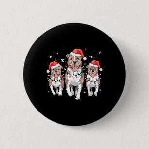 Funny Christmas Santa Reindeer Cute Pitbull Santa  6 Cm Round Badge