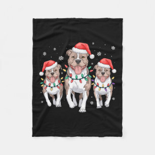 Funny Christmas Santa Reindeer Cute Pitbull Santa Fleece Blanket