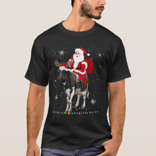 Funny Christmas Santa Riding Cow Deer Xmas Kids Bo T-Shirt