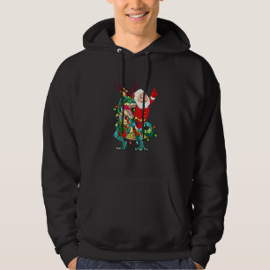 Funny Christmas Santa Riding Dinosaur Deer Xmas Ki Hoodie