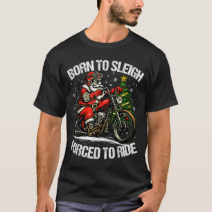 Funny Christmas Santa Riding Motorcycle Bike Biker T-Shirt