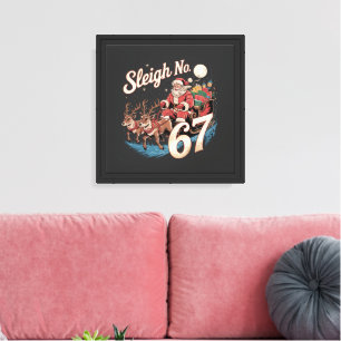 Funny Christmas Santa Says Six Seven 67  Canvas Print