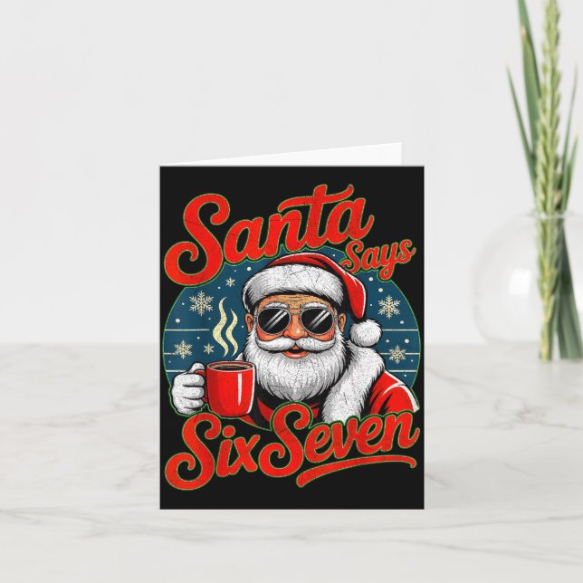 Funny Christmas Santa Says Six Seven 67 Coffee Mem Card (Front)