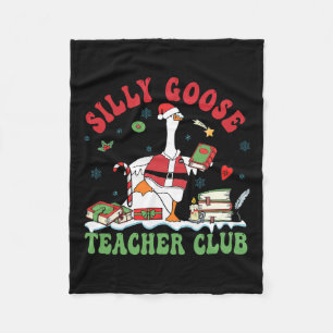 Funny Christmas Santa Silly Goose Teacher Club Ani Fleece Blanket