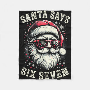 Funny Christmas Santa Six Seven 6-7 Meme Brain Rot Fleece Blanket